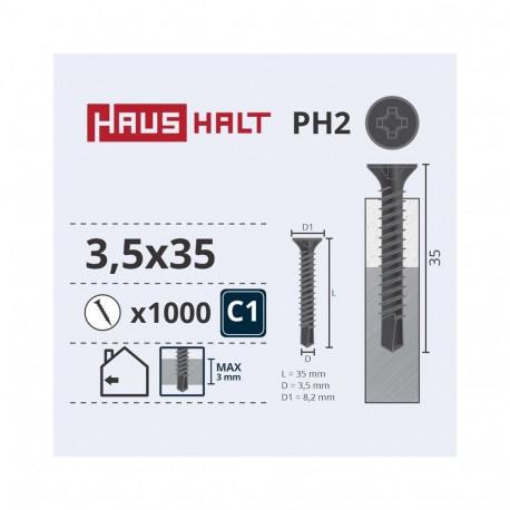DRYWALL SCREW MET 3.5X35 WITH DRL (1000)