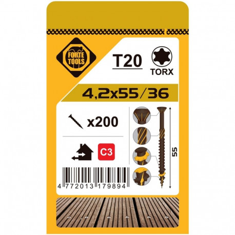 terrassikruvi T20 4.2x55 pruun (200)