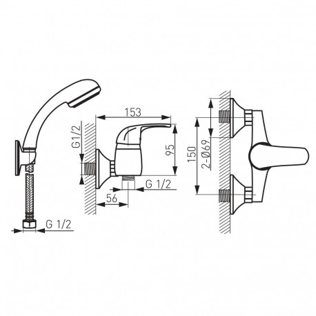 MIXER SHOWER W/ SET ELBA BEL77