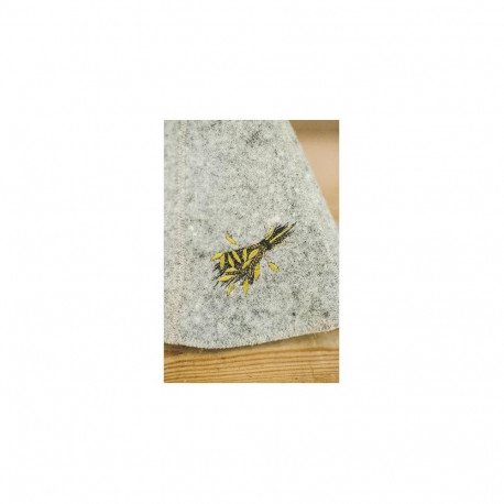 SAUNA HAT WITH WHISK PIC GREY HALF-WOOL