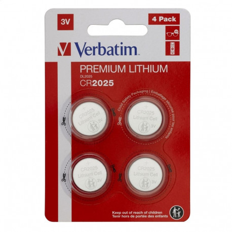 Verbatim Batteries LITHIUM CR2025 blister x4 49532
