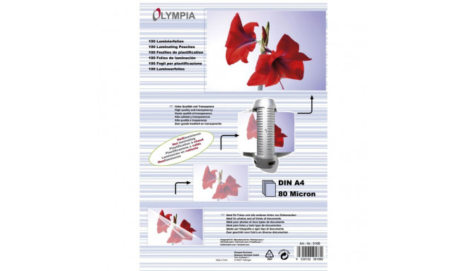 1x100 Olympia lamineerimiskiled DIN A4 80 mikron 9166