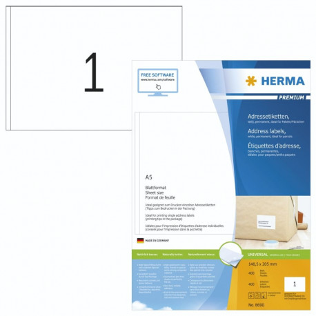 Herma aadressisildid 148,5x205 400 lehte DIN A5 400 tk 8690