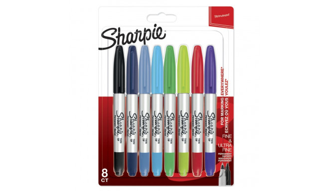 1x8 Sharpie Twin Tip püsiv marker UF + F 8 värvi