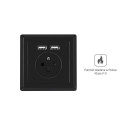 AC WALL SOCKET 230V WITH 2 USB PORT 2.1A, FRENCH SOCKET BLACK LANBERG
