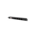 POWER DISTRIBUTION UNIT (PDU) 19" LANBERG 1U 10A 2M 5X FRENCH OUTLETS BLACK C14