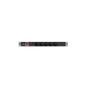 POWER DISTRIBUTION UNIT (PDU) 19" LANBERG 1U 10A 2M 5X FRENCH OUTLETS BLACK C14