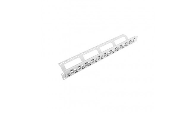 PATCH PANEL BLANK 24 PORT 1U STAGGERED WITH ORGANIZER FOR KEYSTONE MODULES GREY LANBERG