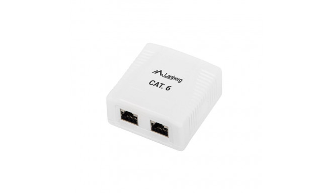 SURFACE-MOUNT BOX CAT.6 FTP SHIELDED 2X RJ45 WHITE LANBERG