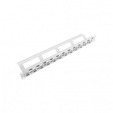 PATCH PANEL BLANK 24 PORT 1U STAGGERED WITH ORGANIZER FOR KEYSTONE MODULES GREY LANBERG