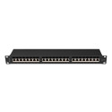 PATCH PANEL 24 PORT 1U 19" CAT.6A FTP WITH CABLE ORGANIZER SHIELDED BLACK LANBERG
