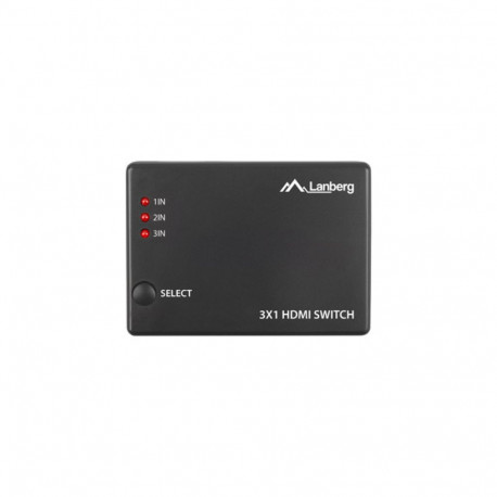 SWITCH VIDEO LANBERG 3X HDMI BLACK + USB-C PORT + REMOTE CONTROLLER V2