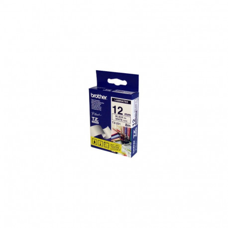 P-touch lint TZ-231 (12 mm x 8 m) Must / Valge