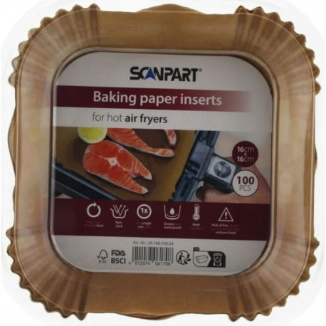 Küpsetuspaberid kuumaõhufritüürile 16x16cm, 100 tk Scanpart 2910070004