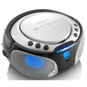 Portable FM radio CD/MP3/USB/bluetotth player with led lighting Lenco, silver