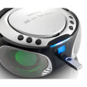 Portable FM radio CD/MP3/USB/bluetotth player with led lighting Lenco, silver