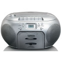 Portable FM radio CD and cassette player Lenco, silver