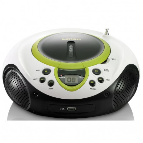 Portable FM radio CD and USB player Lenco, green
