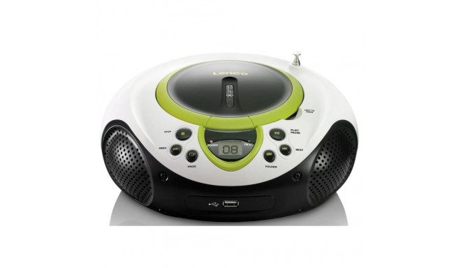 Portable FM radio CD and USB player Lenco, green