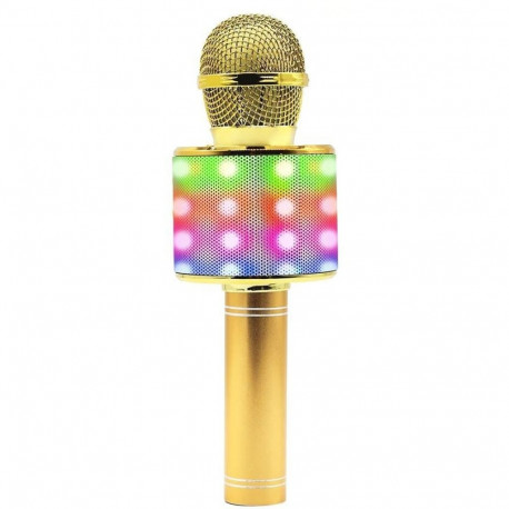 Wireless karaoke microphone Manta, gold with LED