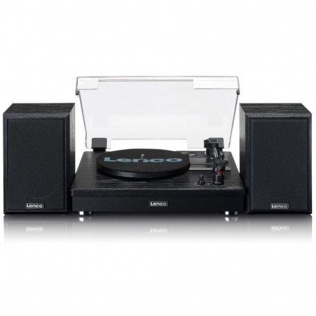 Belt drive wooden turntable Lenco, black