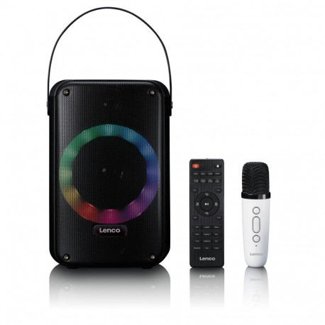 Karaoke system with bluetooth, rechargeable battery, wireless karaoke microphone and disco led light