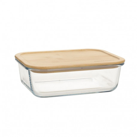 Bowl BOXY 22x16,4xH6,7cm 1500ml, glass, bamboo