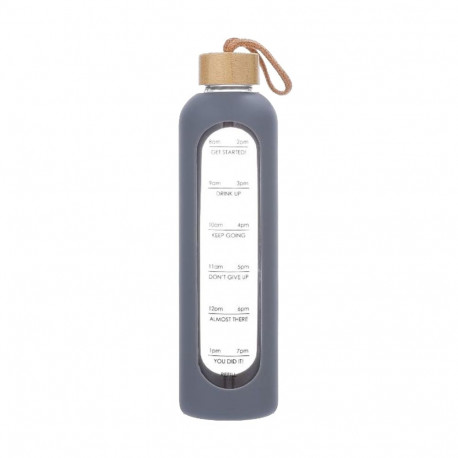Drinking bottle GLASS H28cm 1L, glass, grey