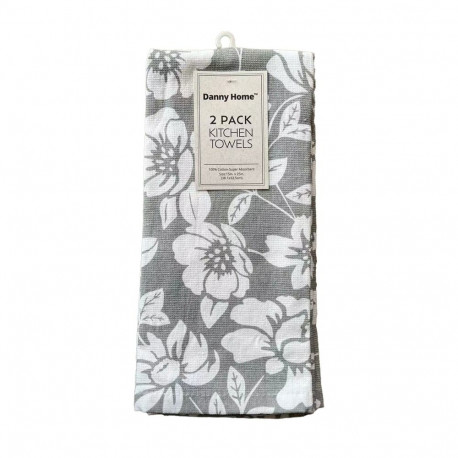Kitchen towels AIMAI 2pcs 38,1xH63,5cm, grey flower