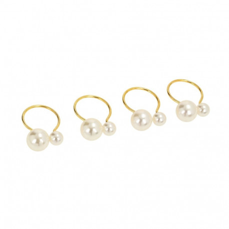 Napkin rings GLAMOR 4pcs, pearl/gold