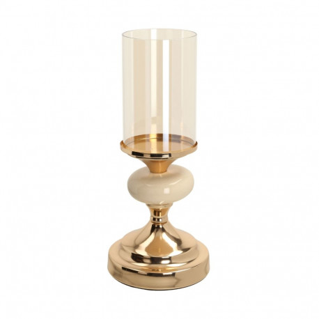 Candlestick LAUDRE D11xH25cm, white/gold