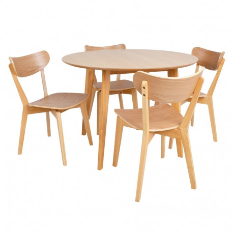 Söögilauakomplekt ROXBY ümar laud D105xH76cm, 4 tooli (AC91520 ), tamm