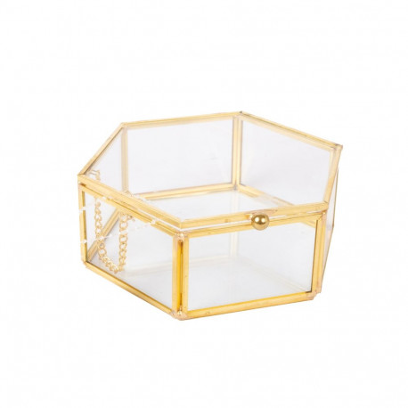 Glass box BERYL 15x9xH5cm, golden