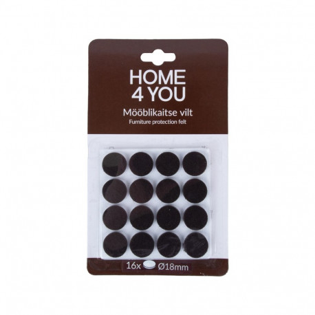 Furniture protective felt pads D18mm, 16pcs, black