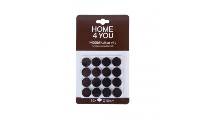 Furniture protective felt pads D18mm, 16pcs, black