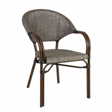 Chair BAMBUS with armrests, brown