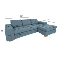 Nurgadiivan DAGMAR 237x90/146xH86cm, helesinine
