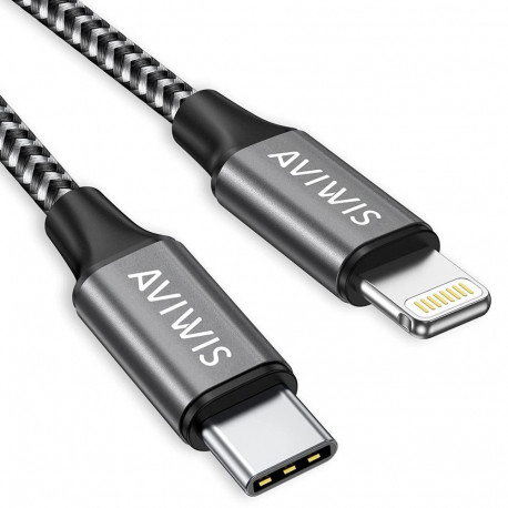 USB 2.0 adapterkaabel USB-A > Lightning 2m kootud ümbrisega metallpistikutega, hall/hõbedane