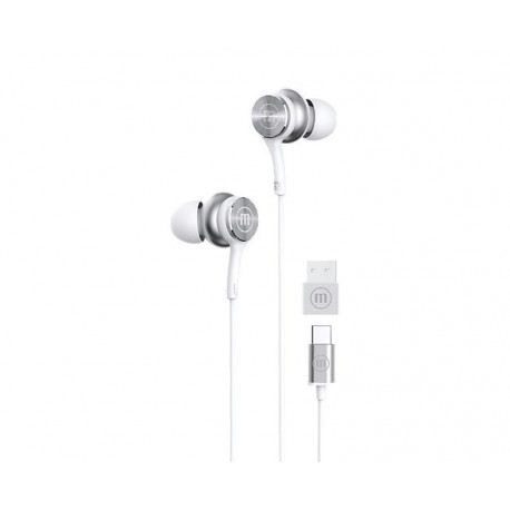 Maxell XC1 USB-C juhtmega kõrvaklapid USB-A adapteriga valge