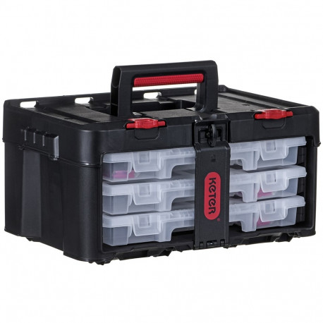 Toolbox KETER Stack'N'Roll (17210831/253380) with 3 organizers Black