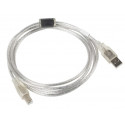 Lanberg CA-USBA-12CC-0018-TR USB kaabel USB 2.0 1.8 m USB B läbipaistev