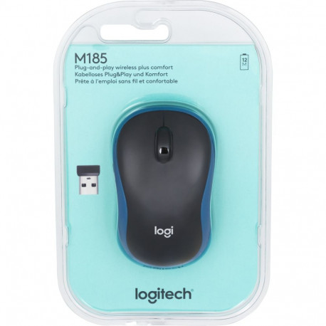 Logitech Mouse M185 Wireless black blue (910-002236) (910002236)