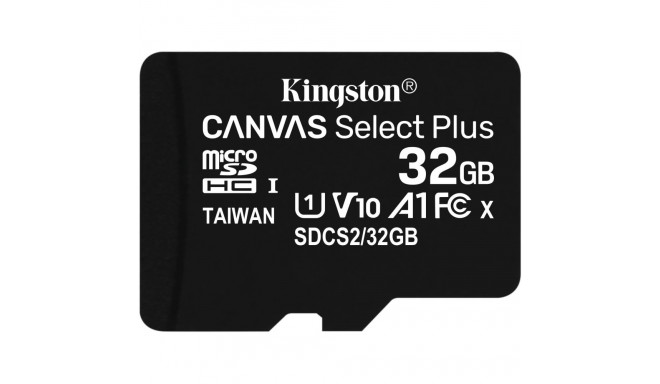 "CARD 32GB Kingston Canvas Select Plus MicroSDHC 100MB/s +Adapter"