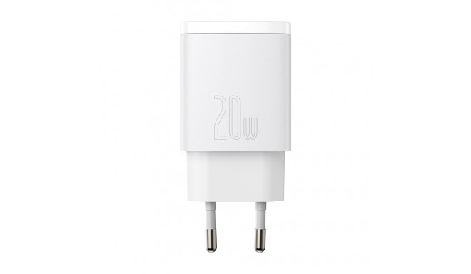 Baseus Compact kiirlaadija USB Type C | USB 20 W 3 A Power Delivery Quick Charge 3.0 valge (CCXJ-B02