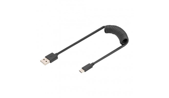 Digitus USB 2.0 Type A–USB-C spiraalkaabel AK-300430-006-S USB-A–USB-C USB 2.0 Type A pistik, USB-C 