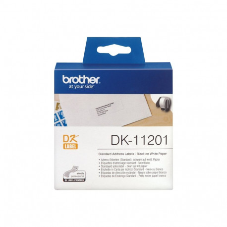 Brother DK-11201 standardsed aadressisildid must, valge DK 29mm x 90mm
