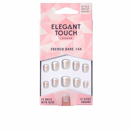 ELEGANT TOUCH FRENCH bare nails with glue square #144-XS 24 u