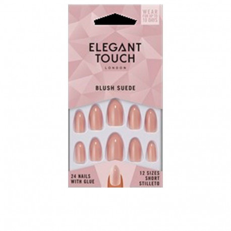 ELEGANT TOUCH CORE COLOUR nails with glue short stiletto #blush suede 24 u