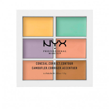 NYX Professional Makeup peite-, korrigeerimis- ja kontuurimispalett 6x1,5gr