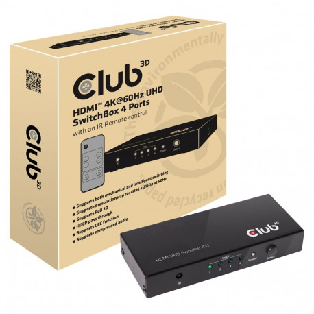 CLUB 3D HDMI 2.0 UHD lülituskast 4 porti